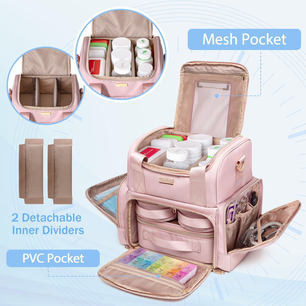 Prokva bottom compartment shows detachable pouches for easy medication separation.