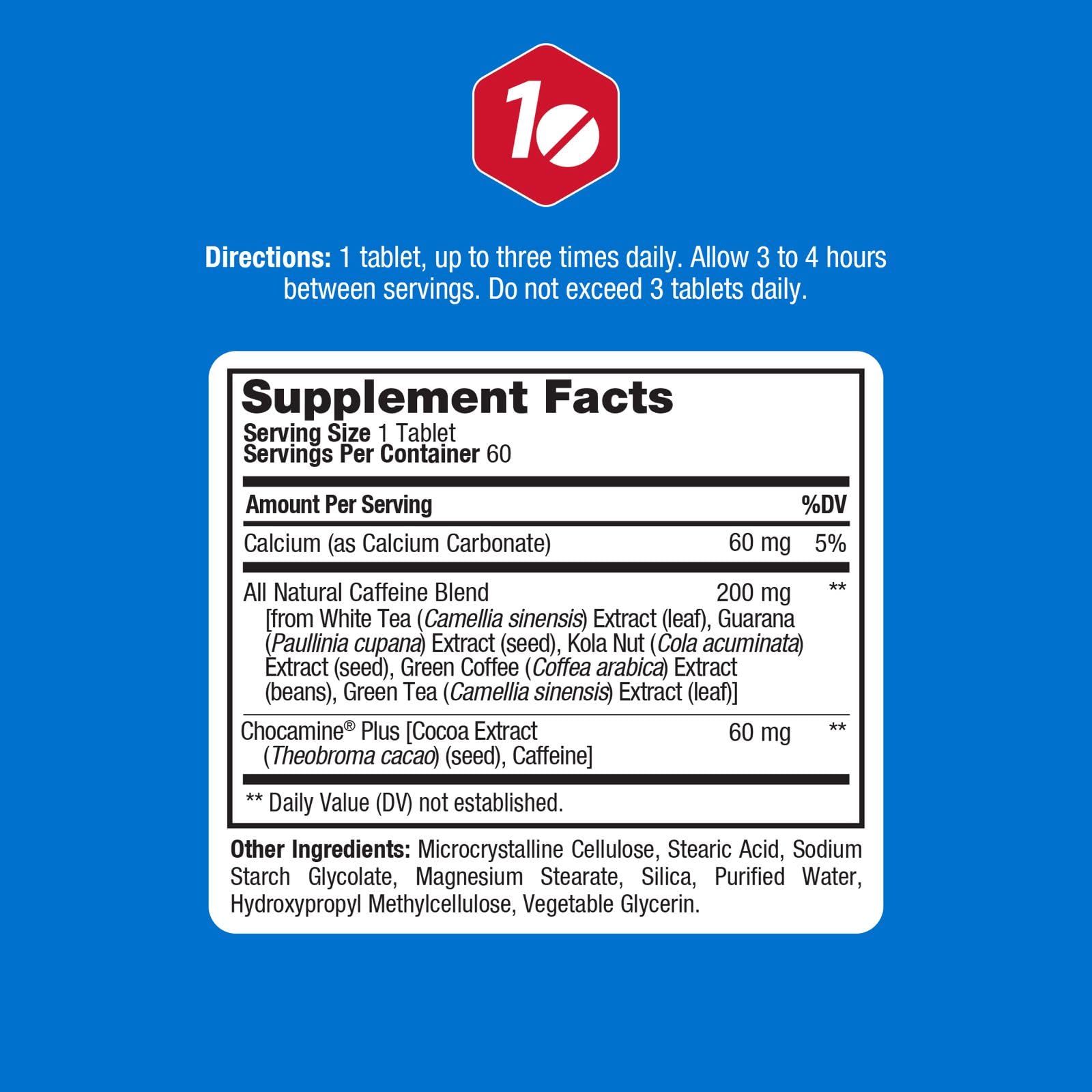 Close-up of ProLab caffeine tablets showing a 200 mg dose.
