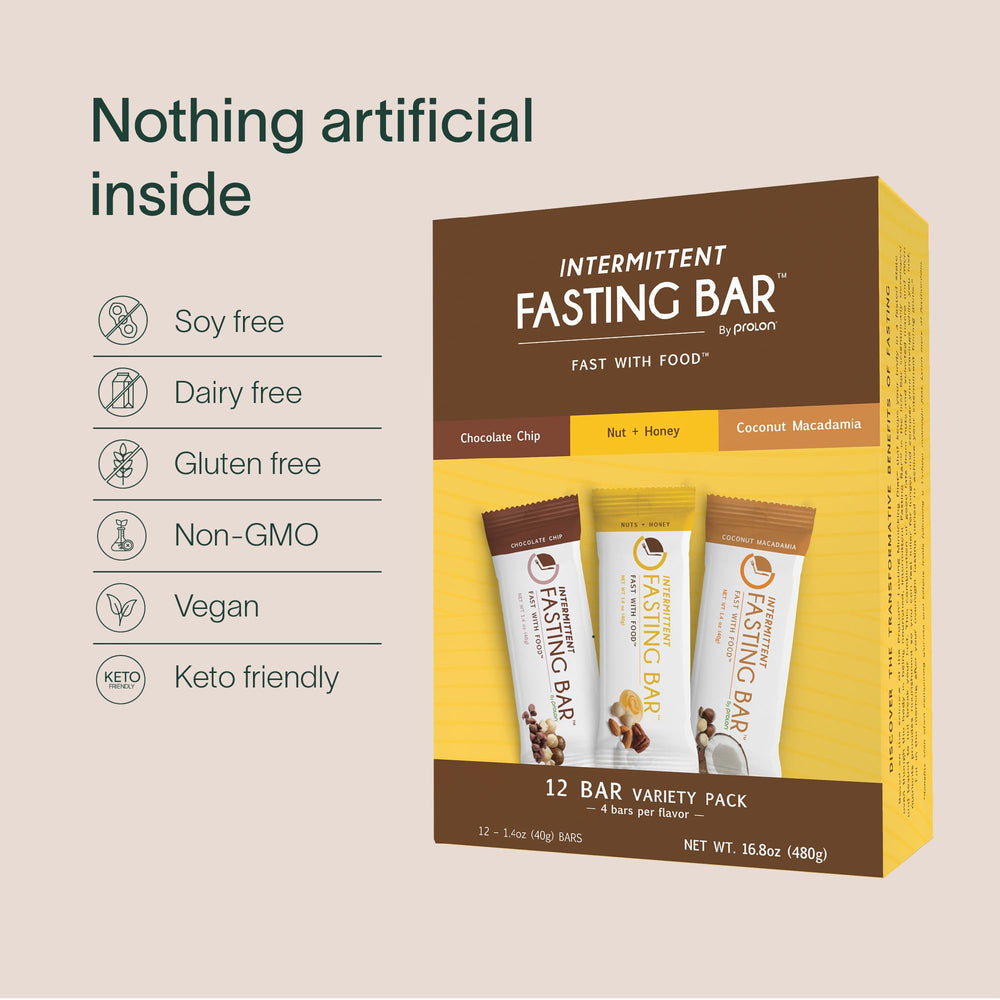 Prolon bar nutrition panel image communicates vitamins minerals omega-3s.