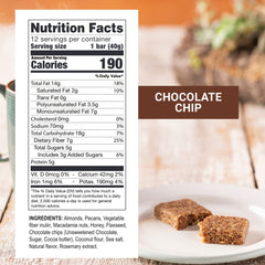 Prolon chocolate chip bar packaging emphasizes keto-friendly gluten-free ingredients.