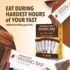 Close-up of Prolon Chocolate Chip bar, rich texture supporting satiety during fasting.