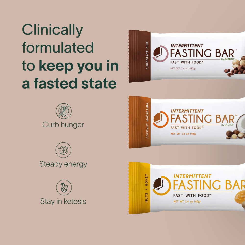Prolon Fasting Bars in travel kit, grab-and-go option for intermittent fasting.