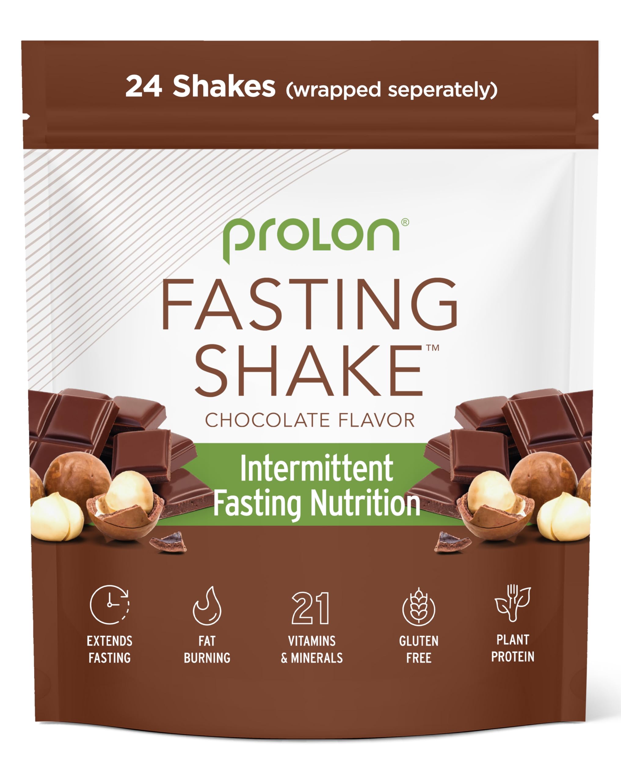 Prolon chocolate drink mix packets support a convenient morning fasting routine