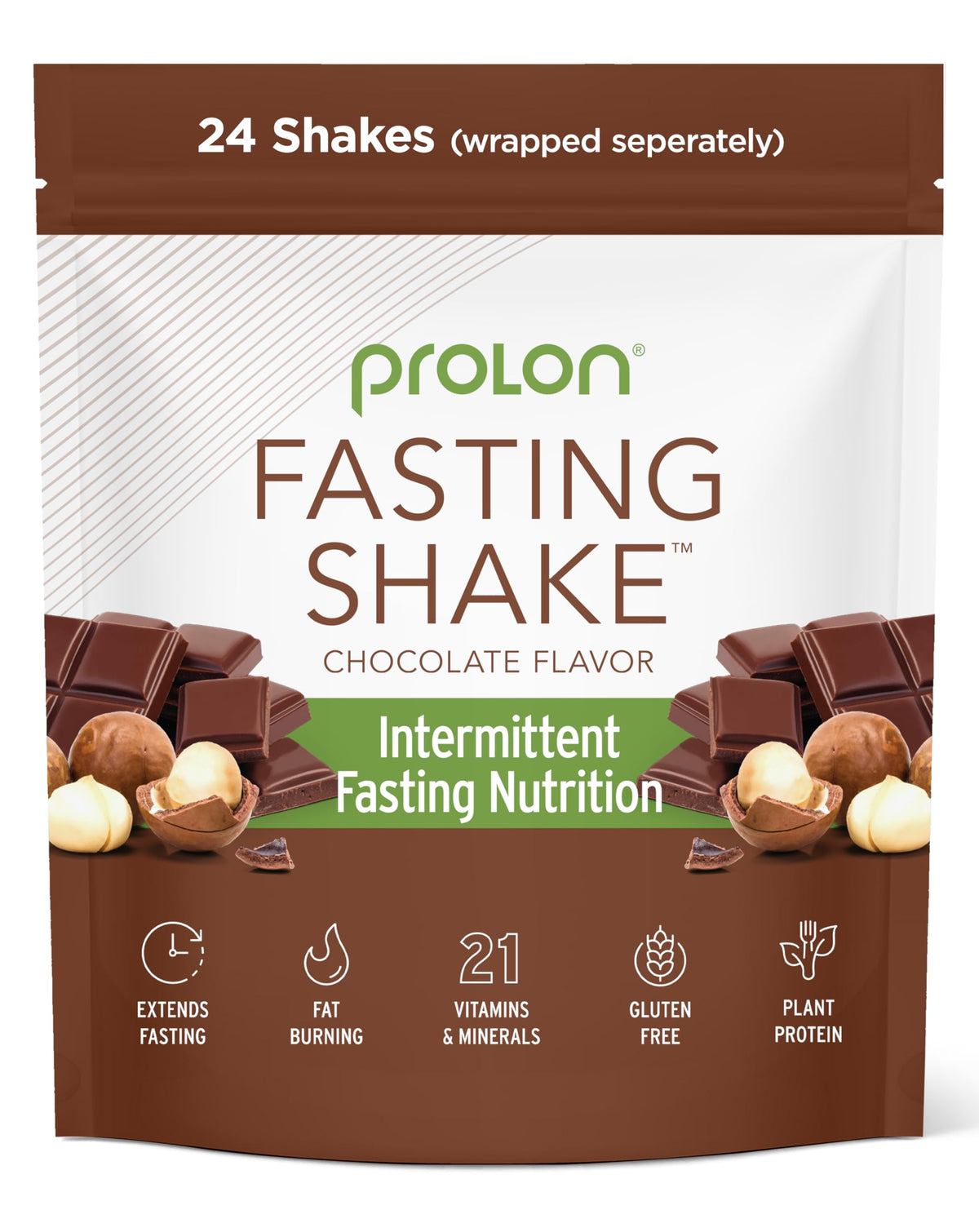 Prolon chocolate drink mix packets support a convenient morning fasting routine