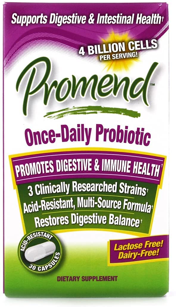 Promend once-daily probiotic bottle for daily gut balance