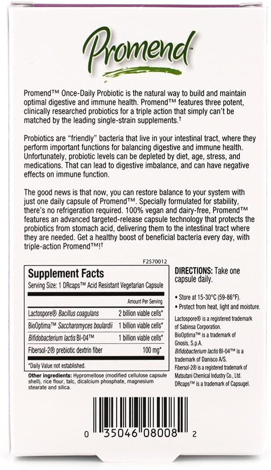 Three-pack PROMEND bottles shown for a consistent monthly probiotic routine