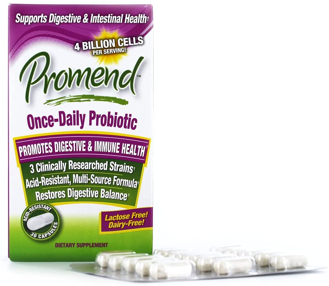 Promend probiotic capsules close-up highlighting easy-to-swallow texture