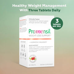Promensil Weight Loss tablets closeup showing berberine potency per serving