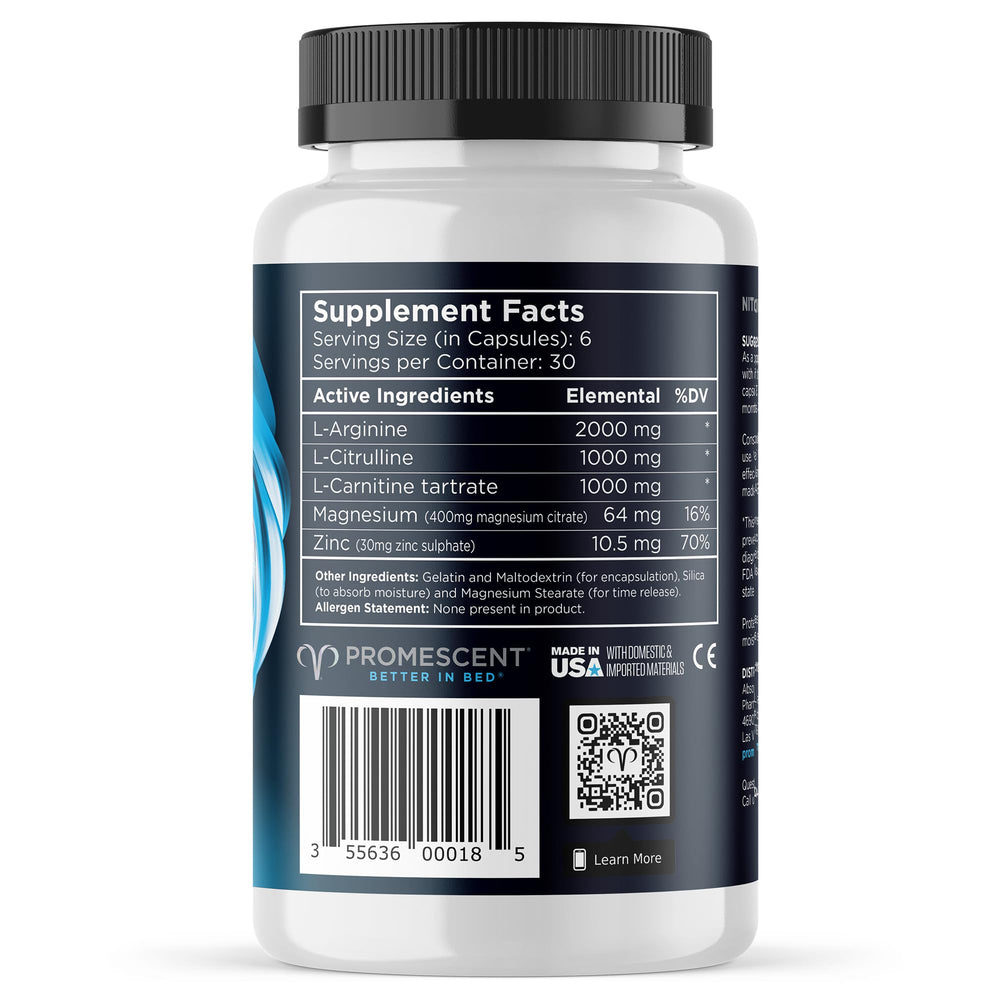 Promescent VitaFLUX with L-arginine visuals signaling blood flow support.