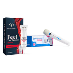 Promescent warming gel bottle with silky, fast-absorbing warmth.