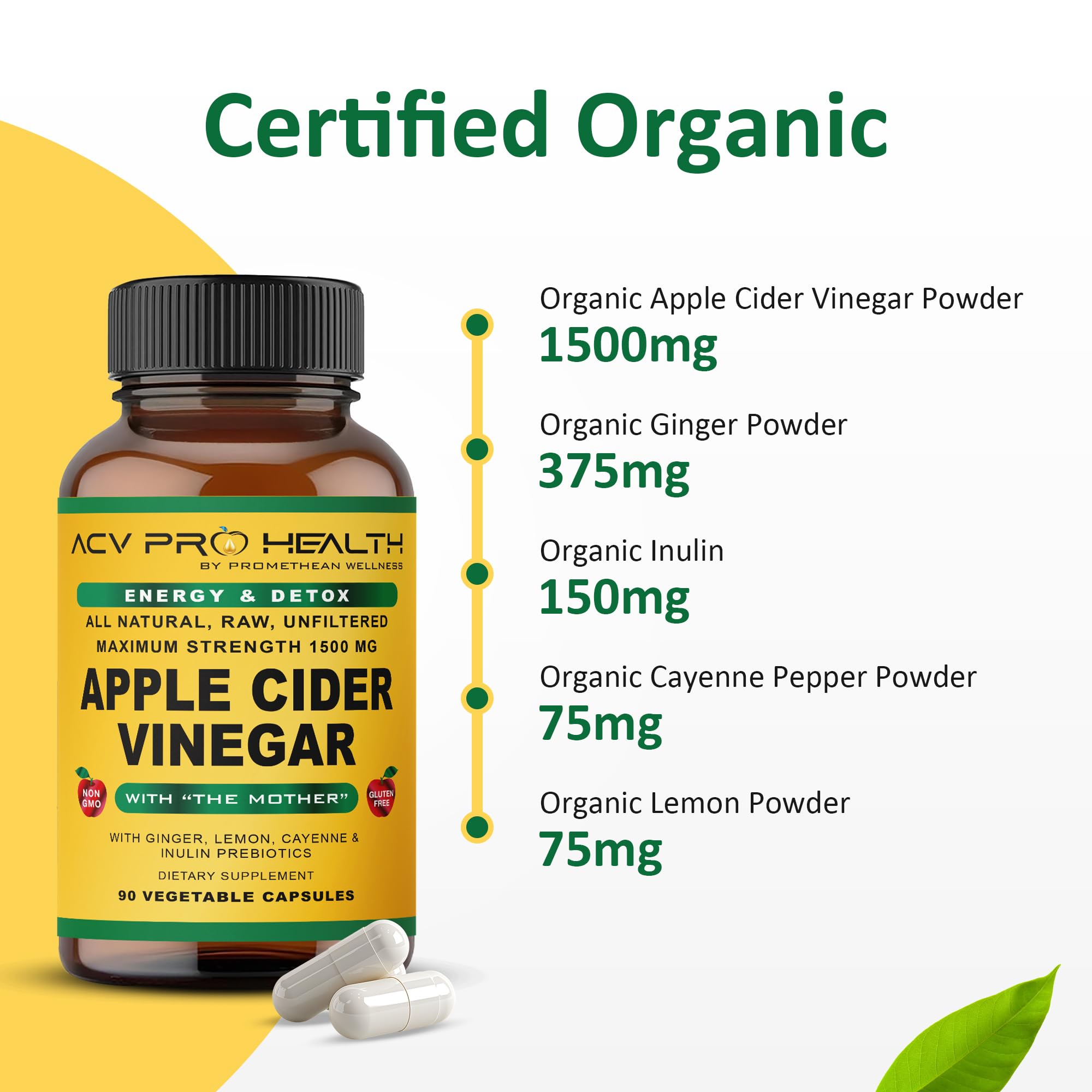 Promethean Wellness ACV Pro capsules spillover suggests compact serving for on-the-go use.