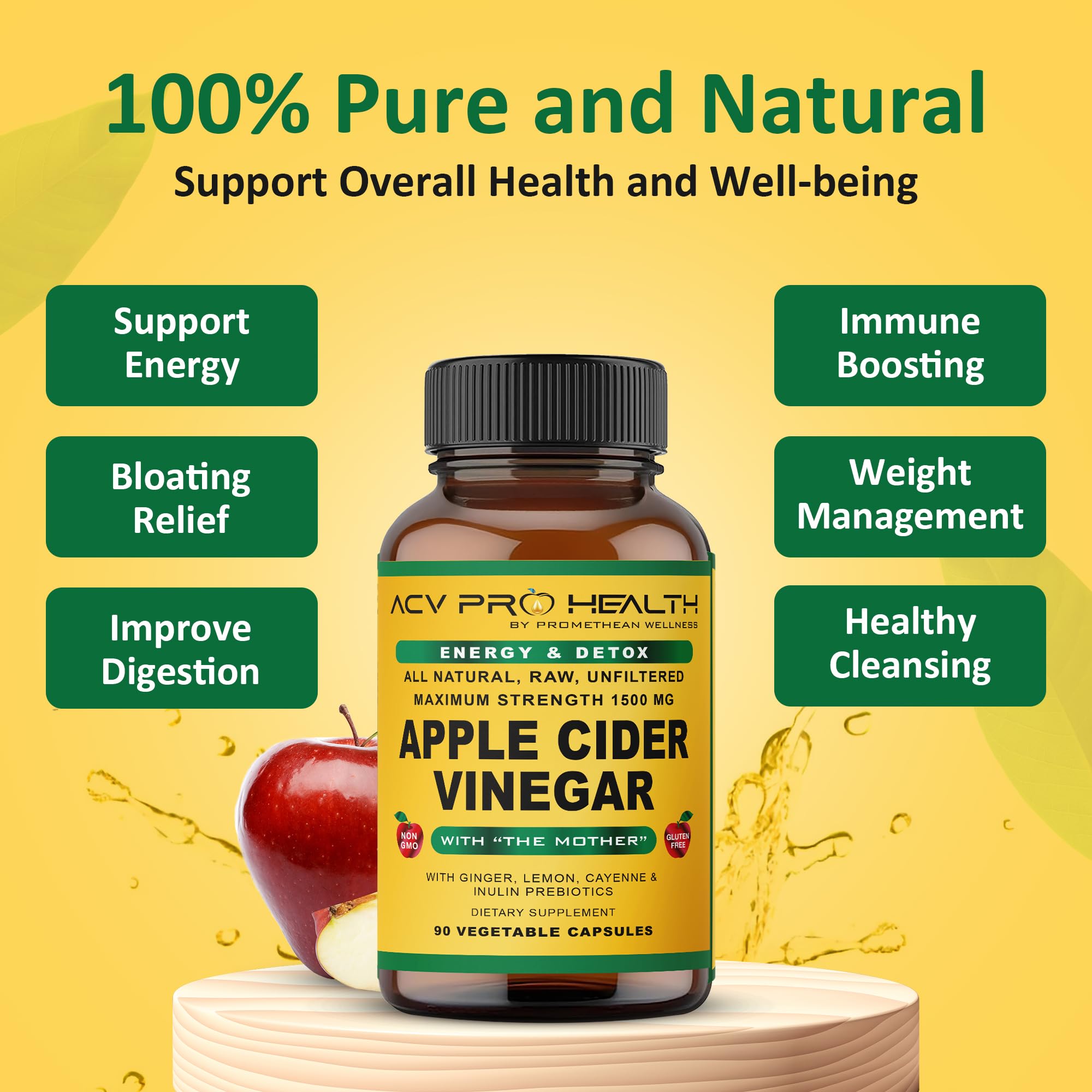 Promethean Wellness ACV Pro labeling with certified organic mother apple cider vinegar.