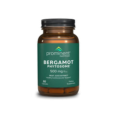 Prominent Nutrition bergamot phytosome capsules show 500 mg dose for potential heart support.