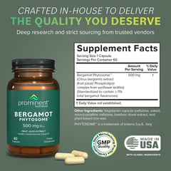 Prominent Nutrition clinically researched bergamot extract highlights purity and wellness potential.