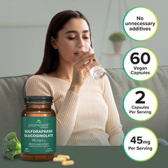 Prominent Nutrition bottle on table ready for daily use.