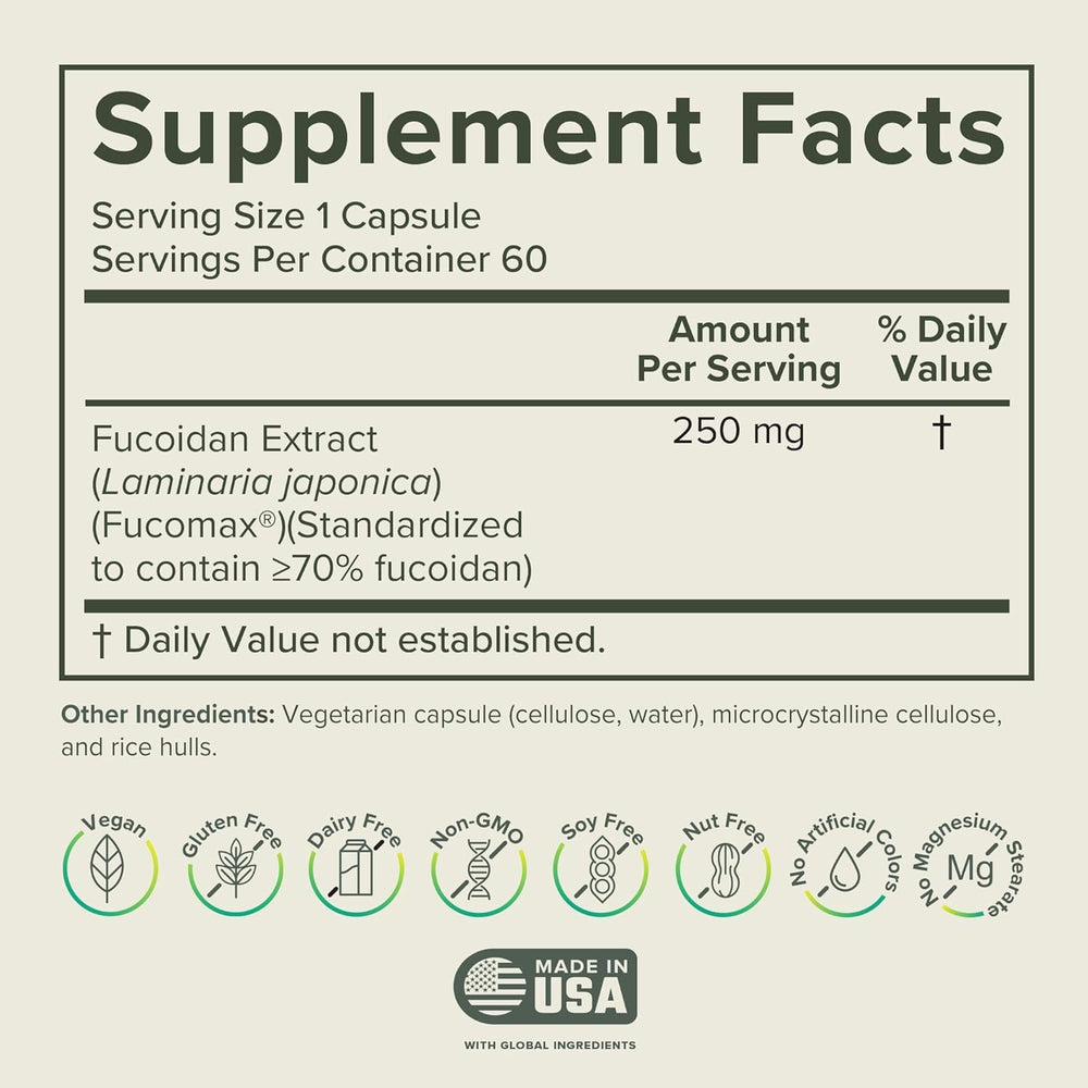 Fucoidan capsules show potential immune support for daily wellness.