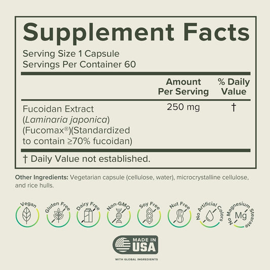 Fucoidan capsules show potential immune support for daily wellness.
