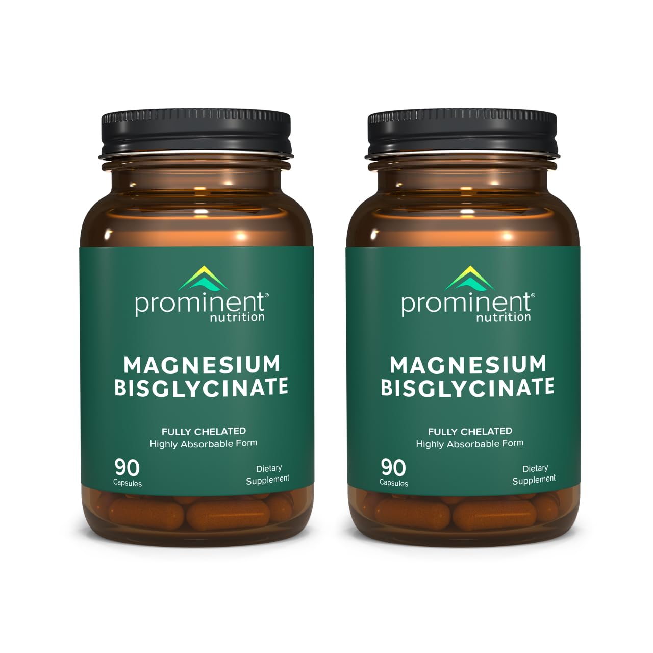 Prominent Nutrition magnesium bisglycinate capsules bottle front supports calm focus and daily energy