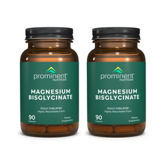 Prominent Nutrition magnesium bisglycinate capsules bottle front supports calm focus and daily energy