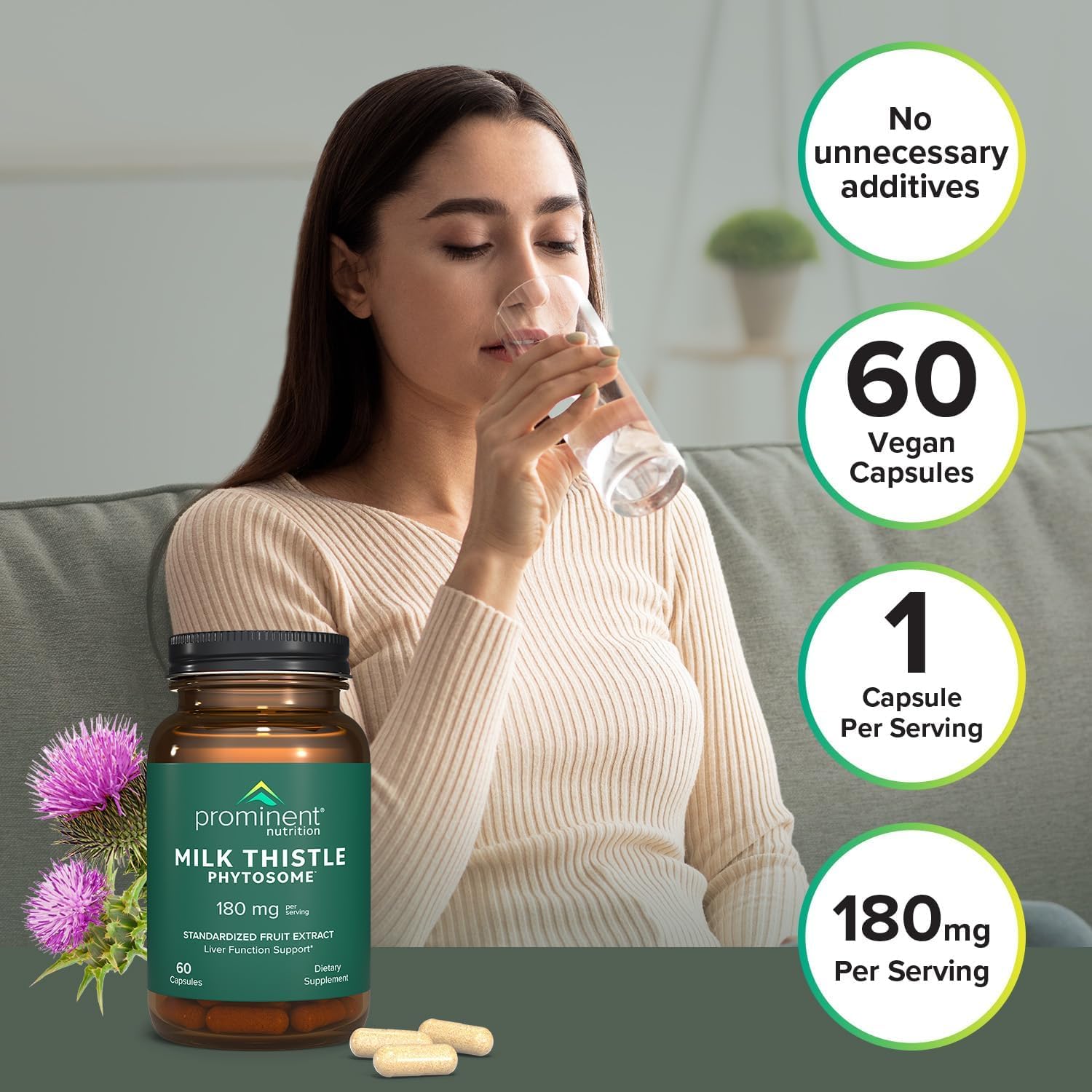 Prominent Nutrition Purity label close-up highlighting GMO-free and clean ingredients.