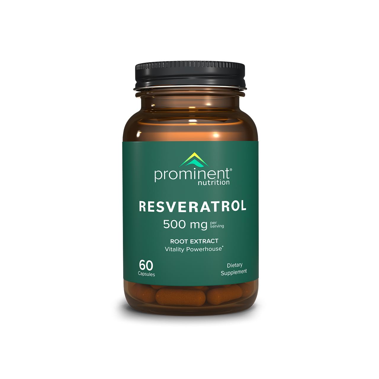 Prominent Nutrition Resveratrol bottle shows high purity trans-resveratrol for antioxidant support