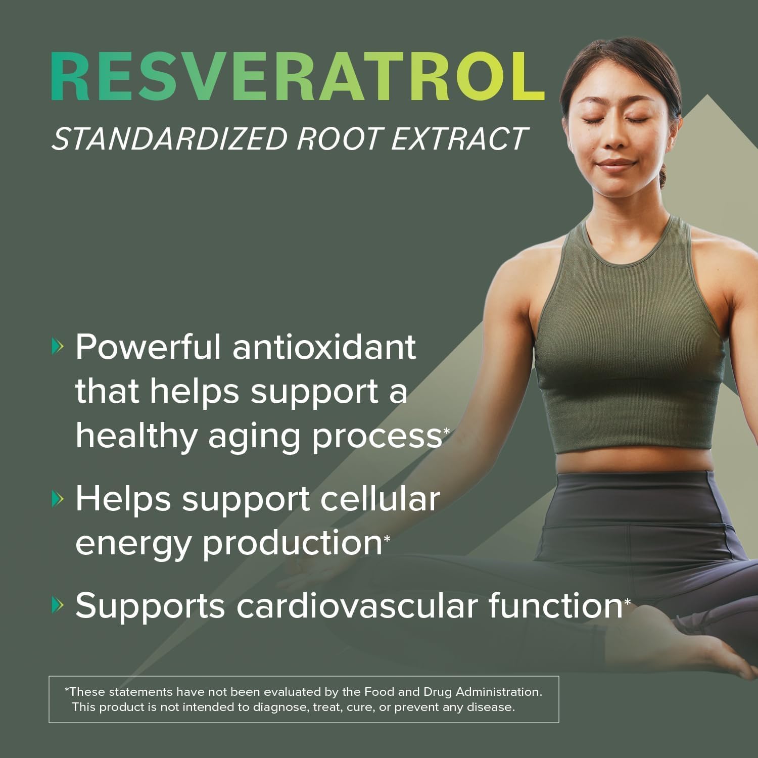 Label close-up confirms 98% Trans-Resveratrol purity for a clean formula.