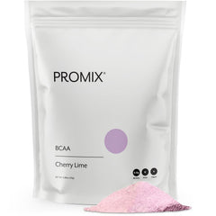 Promix BCAA Cherry Lime bottle on table, highlighting recovery support after training.