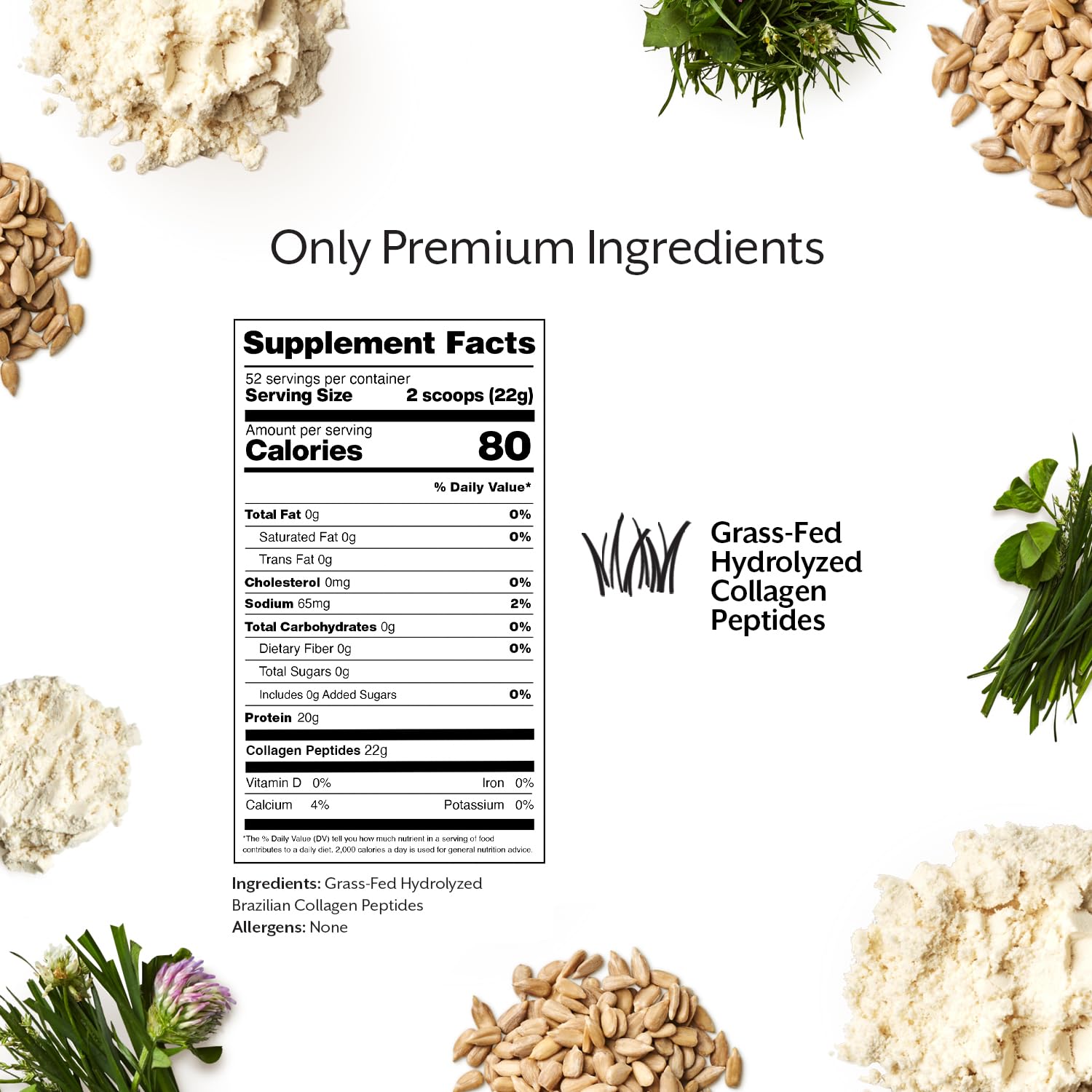 Promix Collagen Peptides scoop shows 20 g serving size and protein content.