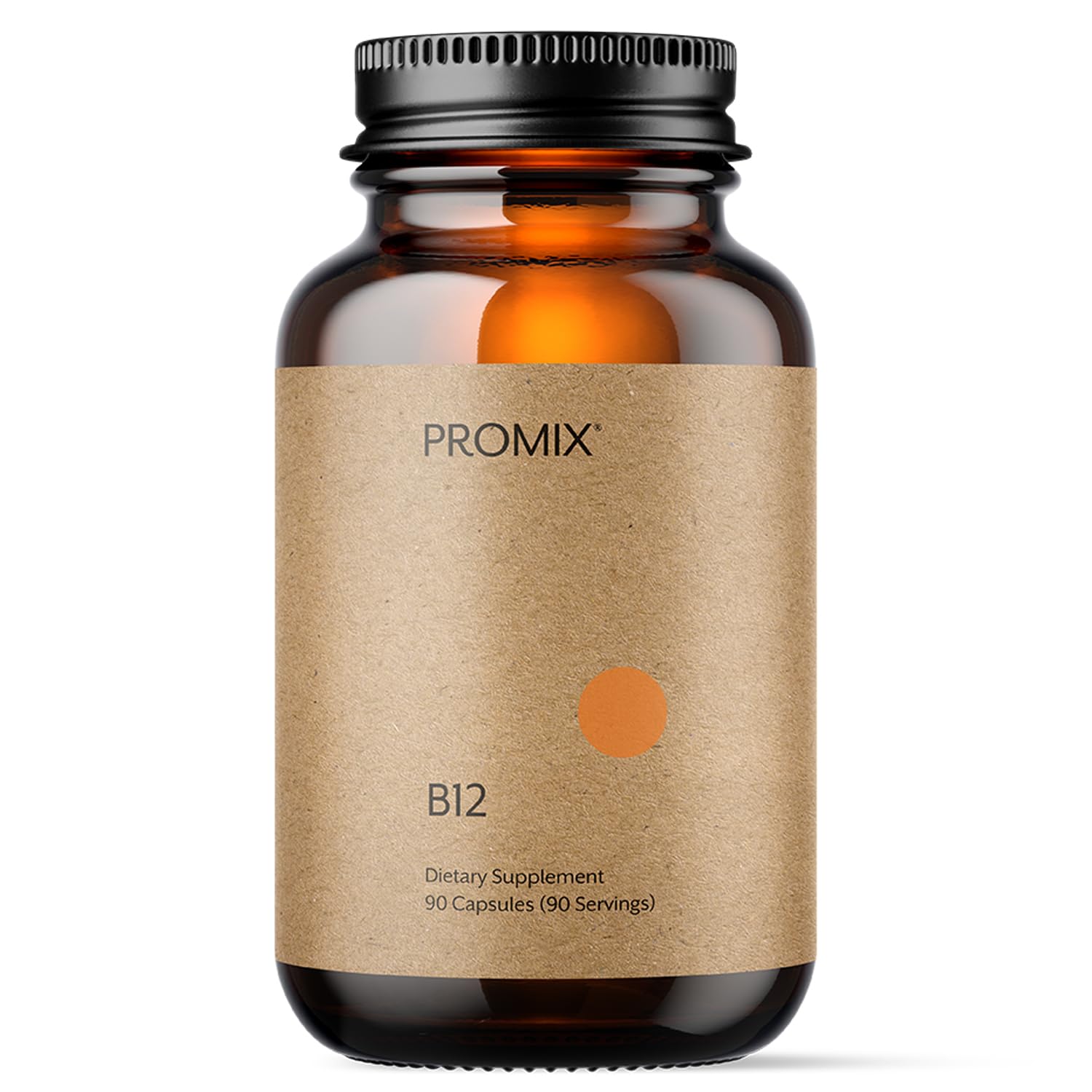 ProMix Nutrition B12 bottle with methylcobalamin for potential energy support.