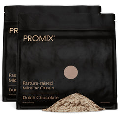 ProMix Nutrition Casein Powder grass-fed bottle pour showing slow-release amino acids