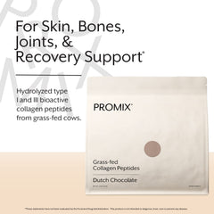 Promix Nutrition collagen peptides chocolate bottle close-up with grass-fed source label
