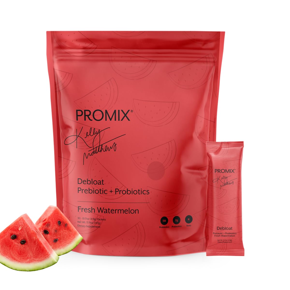Promix Nutrition Debloat Watermelon bottle promotes gut comfort and immune support possibilities.