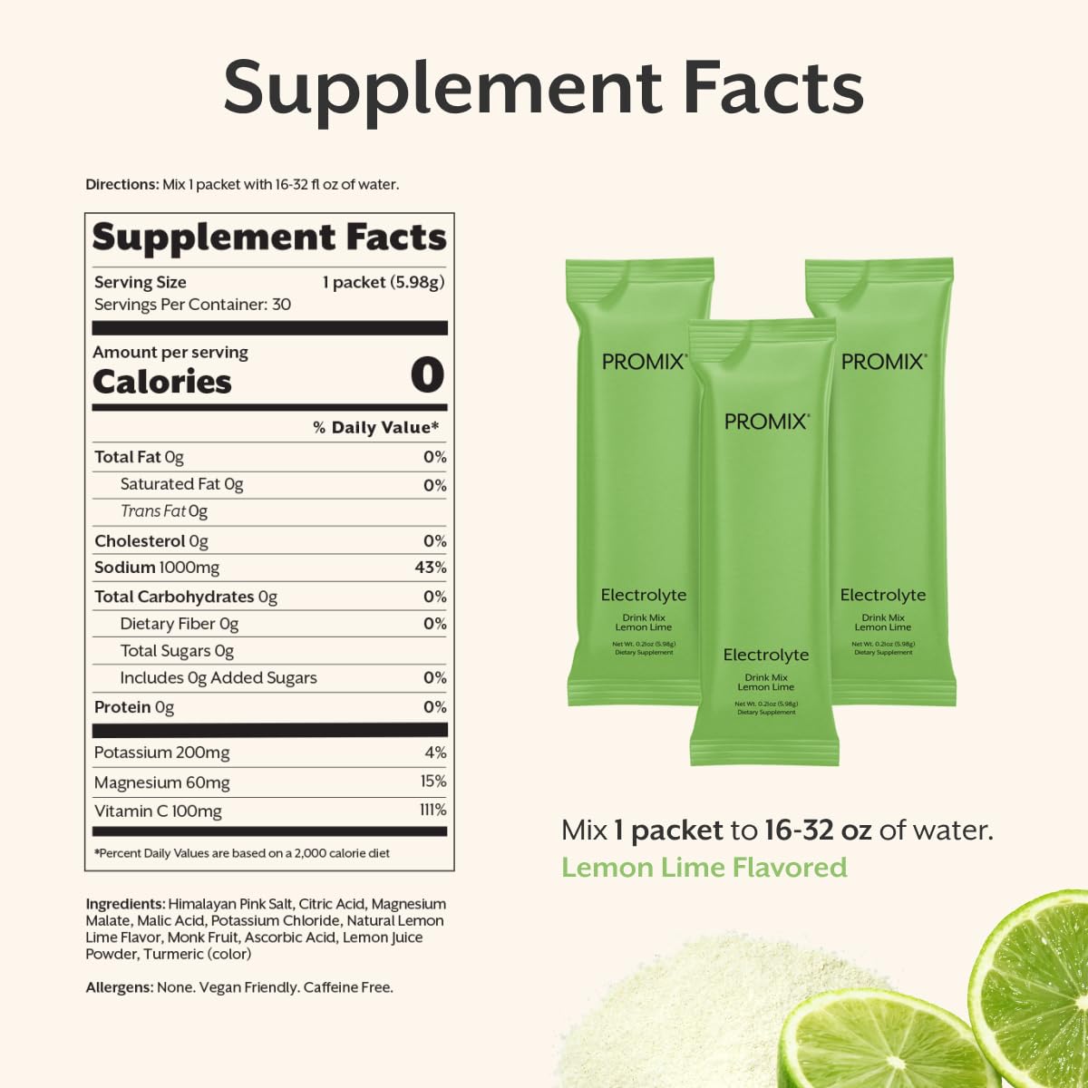 Promix Nutrition electrolytes ingredients magnesium and potassium for hydration
