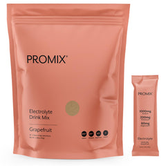 Promix Nutrition electrolytes powder packets front label for on-the-go hydration.