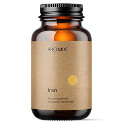 Promix Nutrition Heme Iron bottle pour shows easy daily dosing for gut-friendly iron.