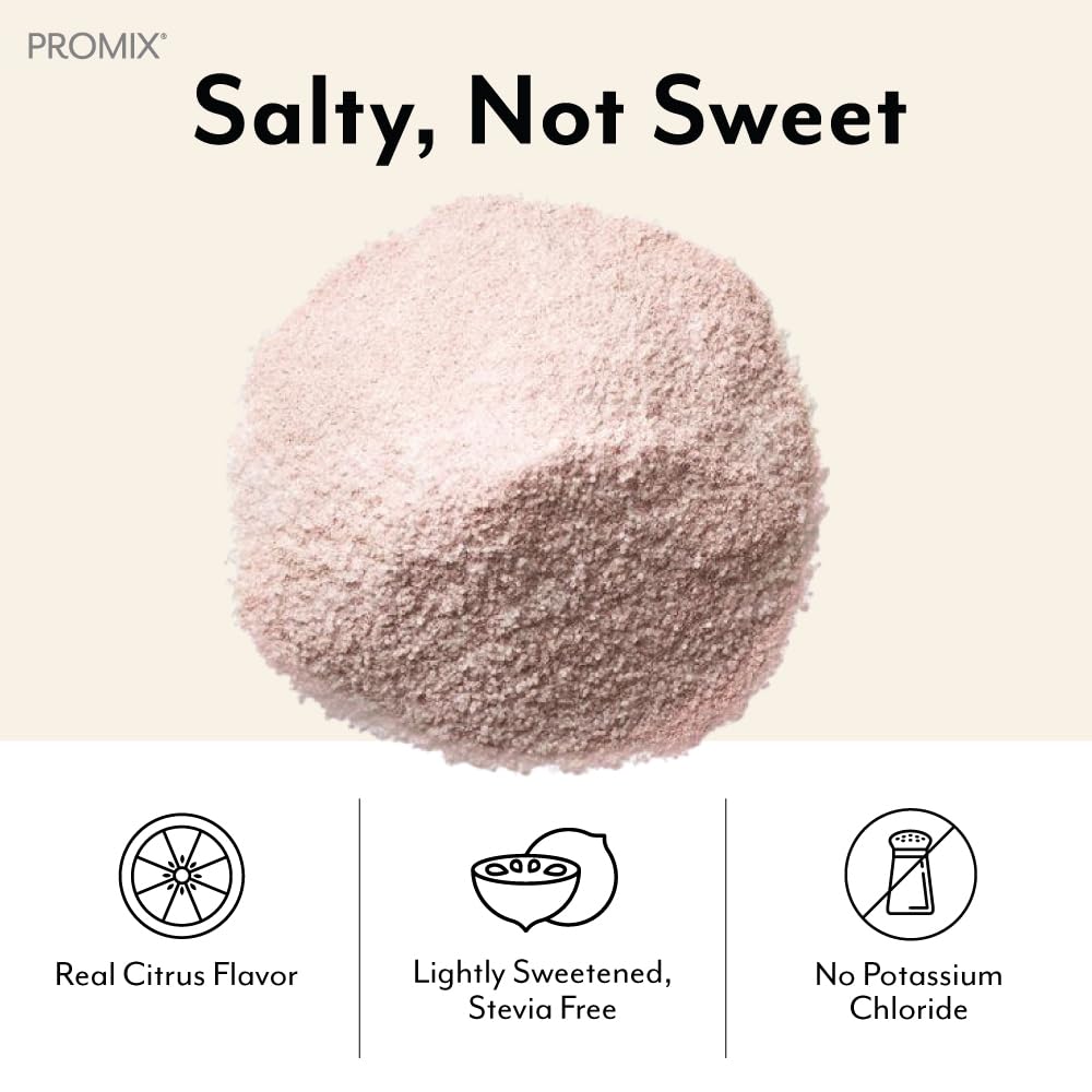 Promix Nutrition Himalayan pink salt crystals highlight mineral balance for hydration support.