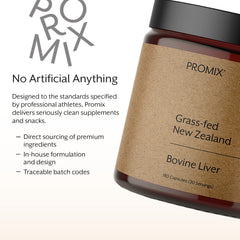 Promix Nutrition New Zealand grass-fed liver packaging signals farm-to-table protein source