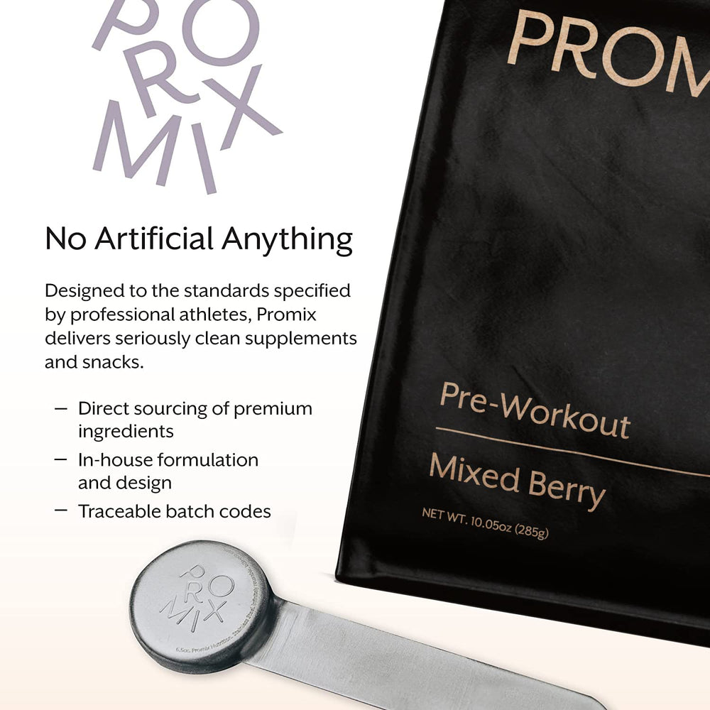 Promix Pre-Workout Mixed Berry powder poured into a shaker for energy.