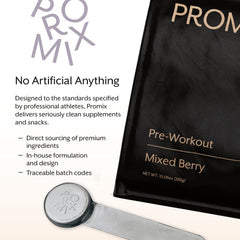 Promix Pre-Workout Mixed Berry powder poured into a shaker for energy.