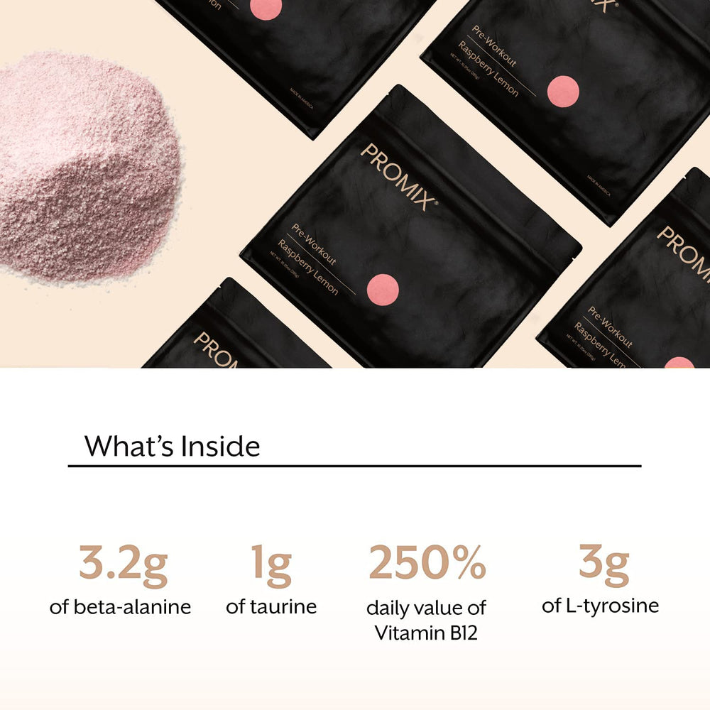Promix Nutrition Pre-Workout two-scoop serving showing dosing for focus.
