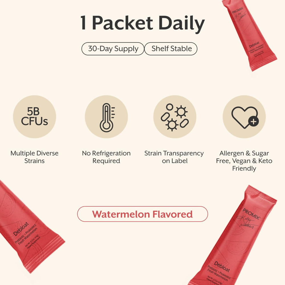 Promix Nutrition Probiotic strains image communicates 5-billion active CFU for daily balance.