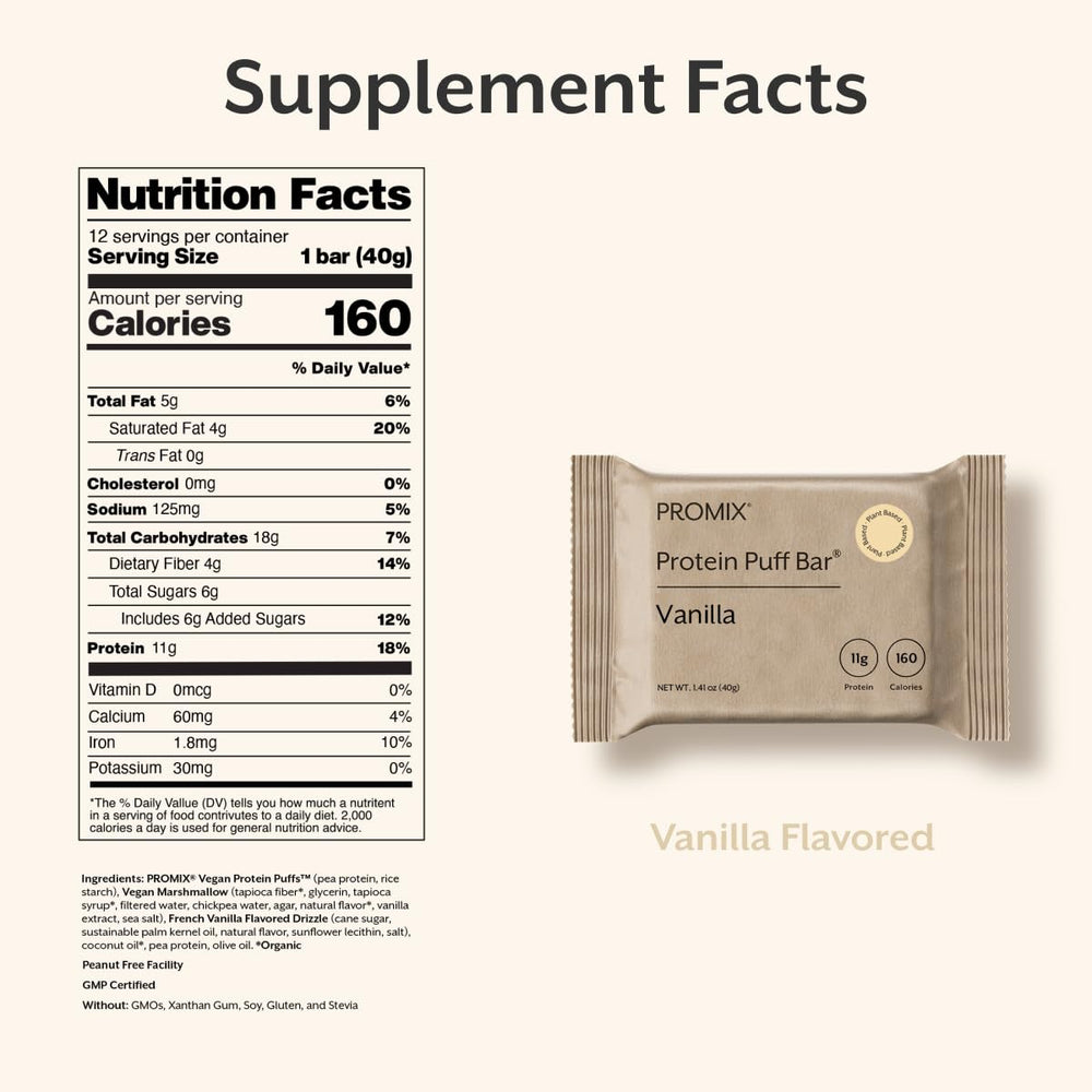 ProMix Nutrition Puff Bars closeup of ingredients and cocoa