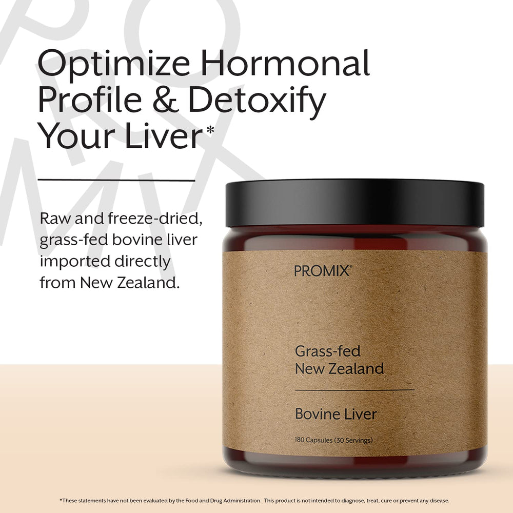 Promix Nutrition raw liver bottle front showing compact easy-to-swallow capsules