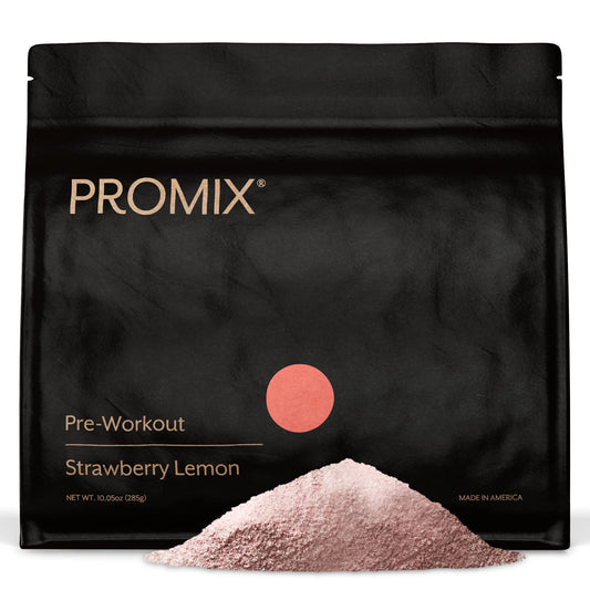 Promix Pre-Workout Strawberry Lemon bottle ready for focused training sessions