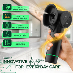 PROOLIFE ear cleaner with dual tanks showcasing hygienic flushing system.