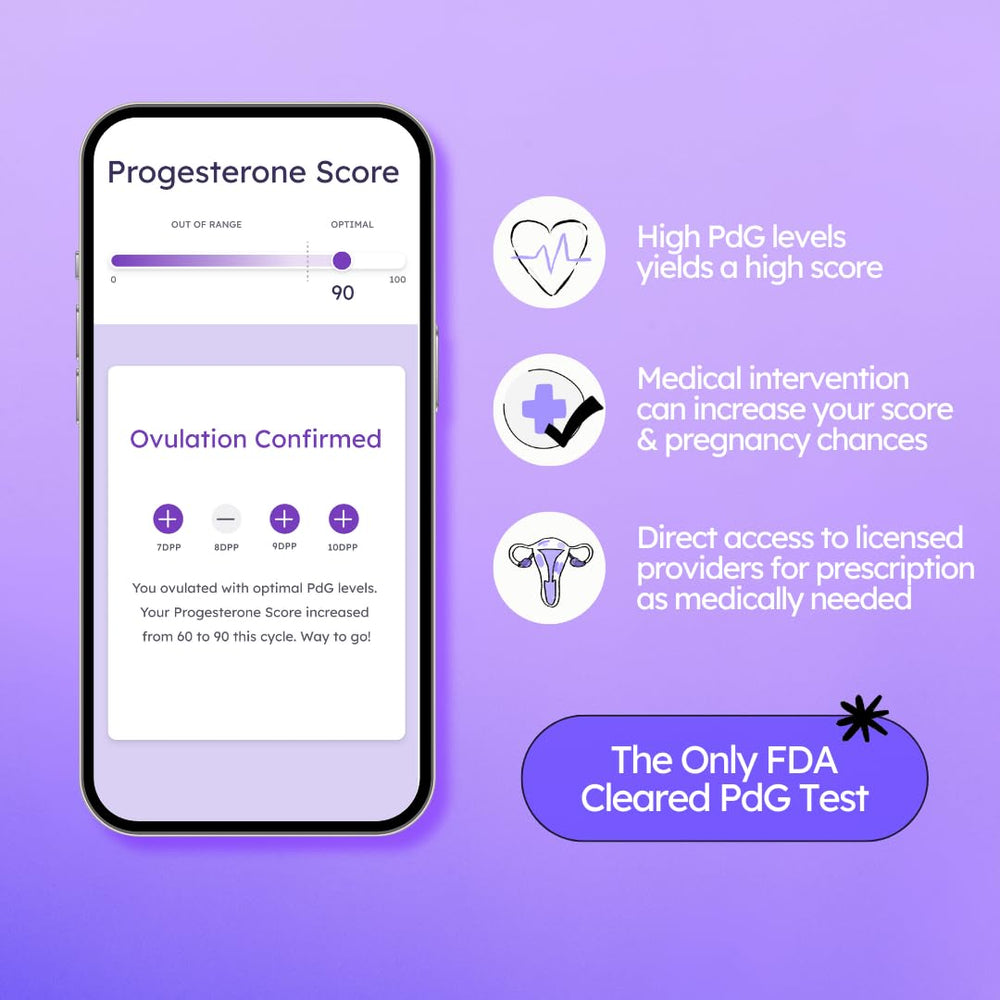Proov mobile app dashboard displays hormone levels and trends.