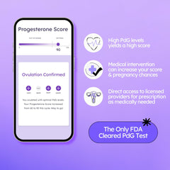 Proov mobile app dashboard displays hormone levels and trends.