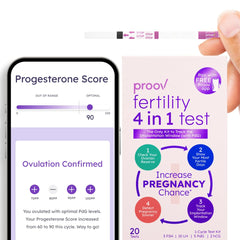 Proov PdG test strips monitor implantation window with progesterone insights.