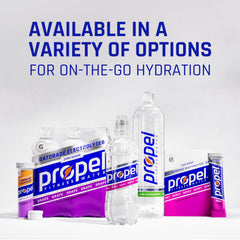 Propel zero sugar formula visual highlighting low-calorie hydration option.