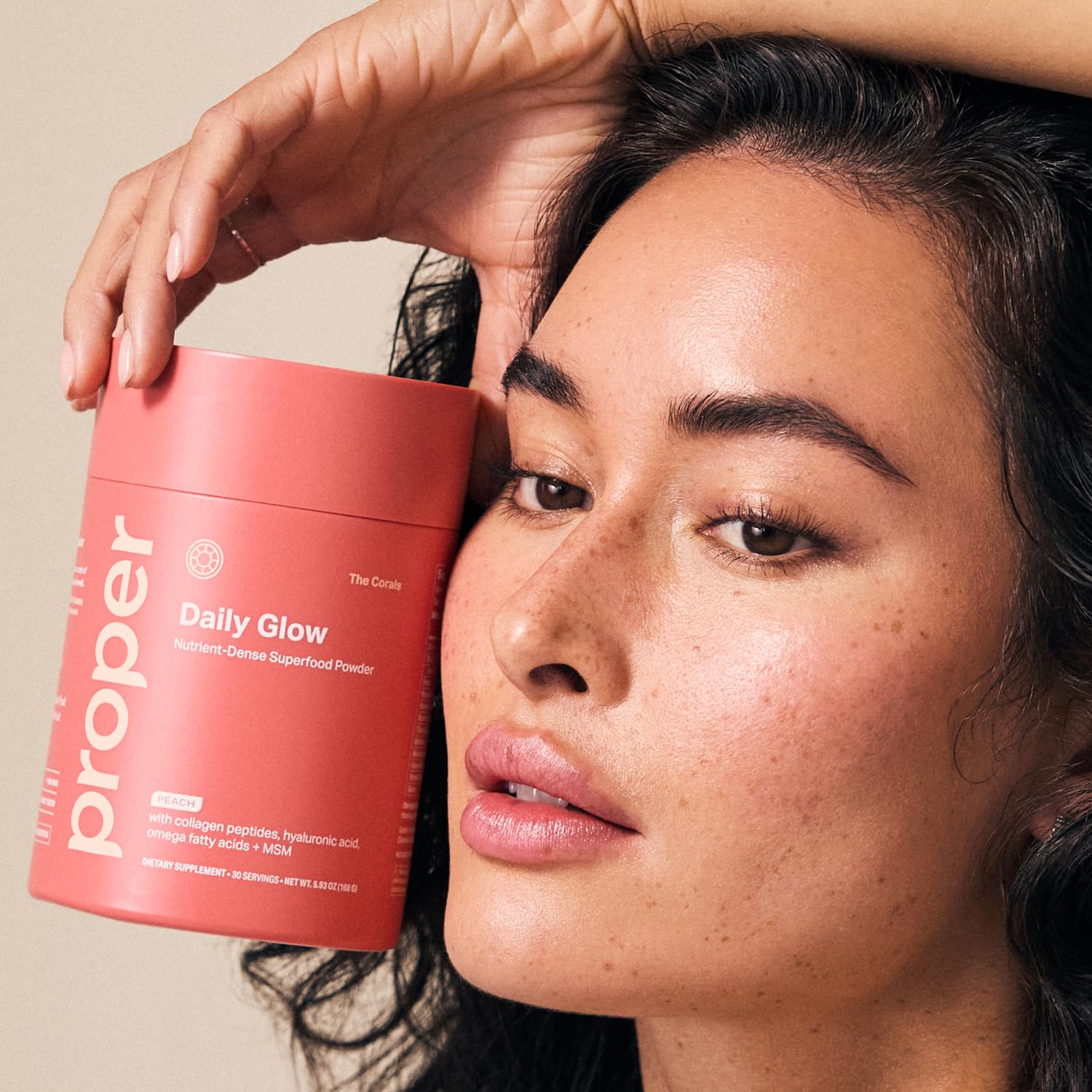 Proper Corals Daily Glow probiotic-enriched formula supports skincare focused wellness